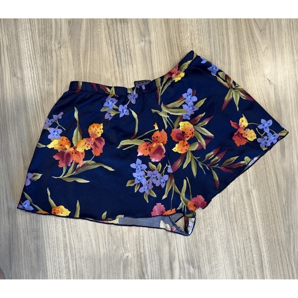 Vintage Jantzen Swim Skort Bathing Suit Sz 12 Navy Floral Tropical Hawaiian Surf - Picture 3 of 7